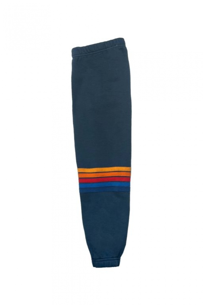 Pantalones Deportivos Aviator Nation Rainbow Stitch Sweat Niños Deep Ocean | 94DFHWXAP