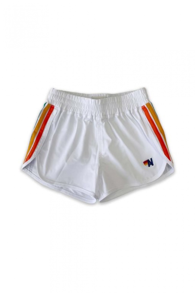 Short Aviator Nation 5 Stripe Flex Jogger Niños White | 96JKGQCDF