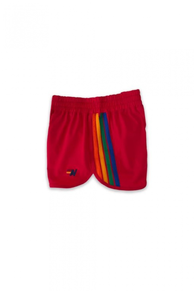 Short Aviator Nation 5 Stripe Flex Jogger Niños Red | 96JKHSRGY