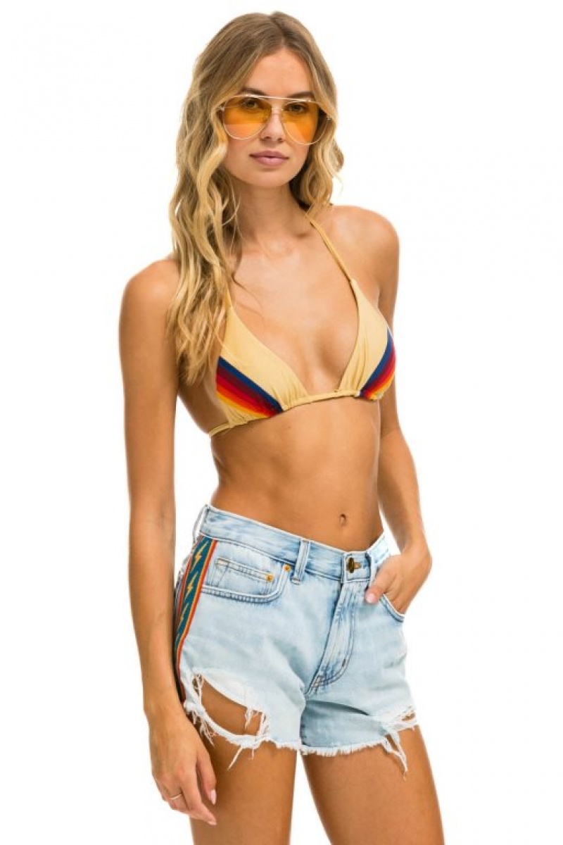 Short Aviator Nation Bolt Stripe Boyfriend Cutoff Jean Mujer Super Light | 46NDXUBPY