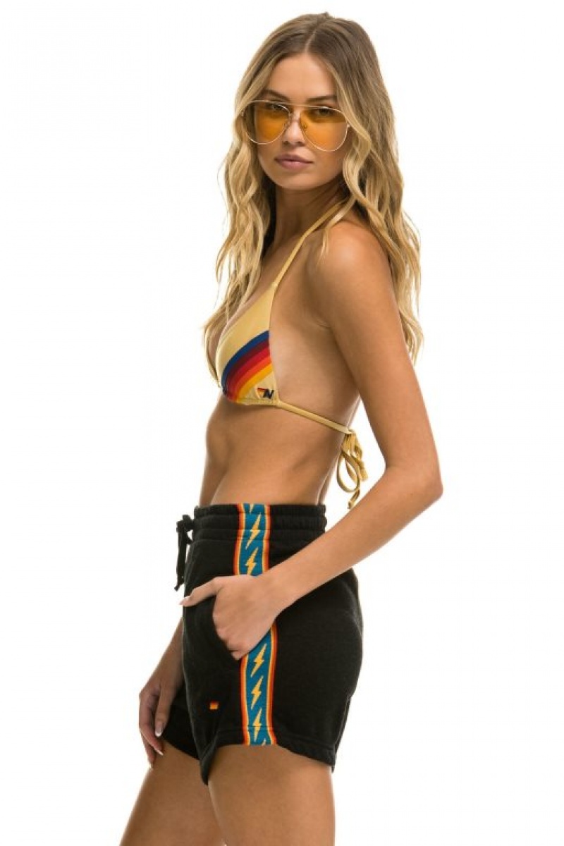 Short Aviator Nation Bolt Stripe Lounger Mujer Black | 46LQAEHKS