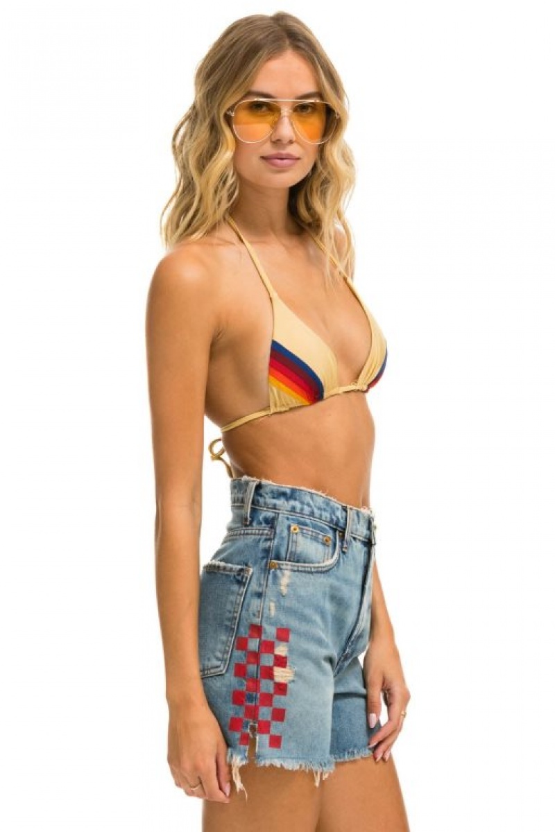 Short Aviator Nation Hi Rise Skater Cutoff Side Red Check Mujer Vintage | 45NOHQYTR