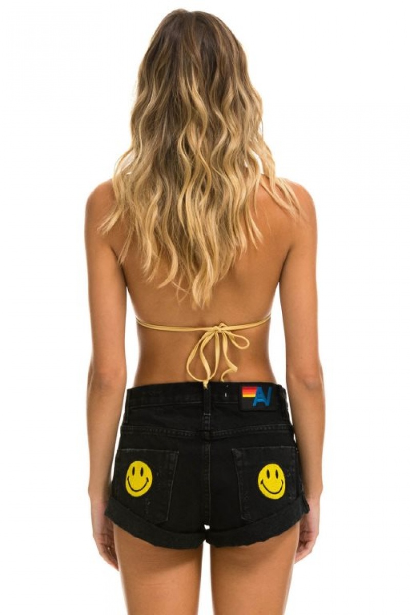 Short Aviator Nation Low Rise Rocker Jean Mujer Black | 42CQRAKBN