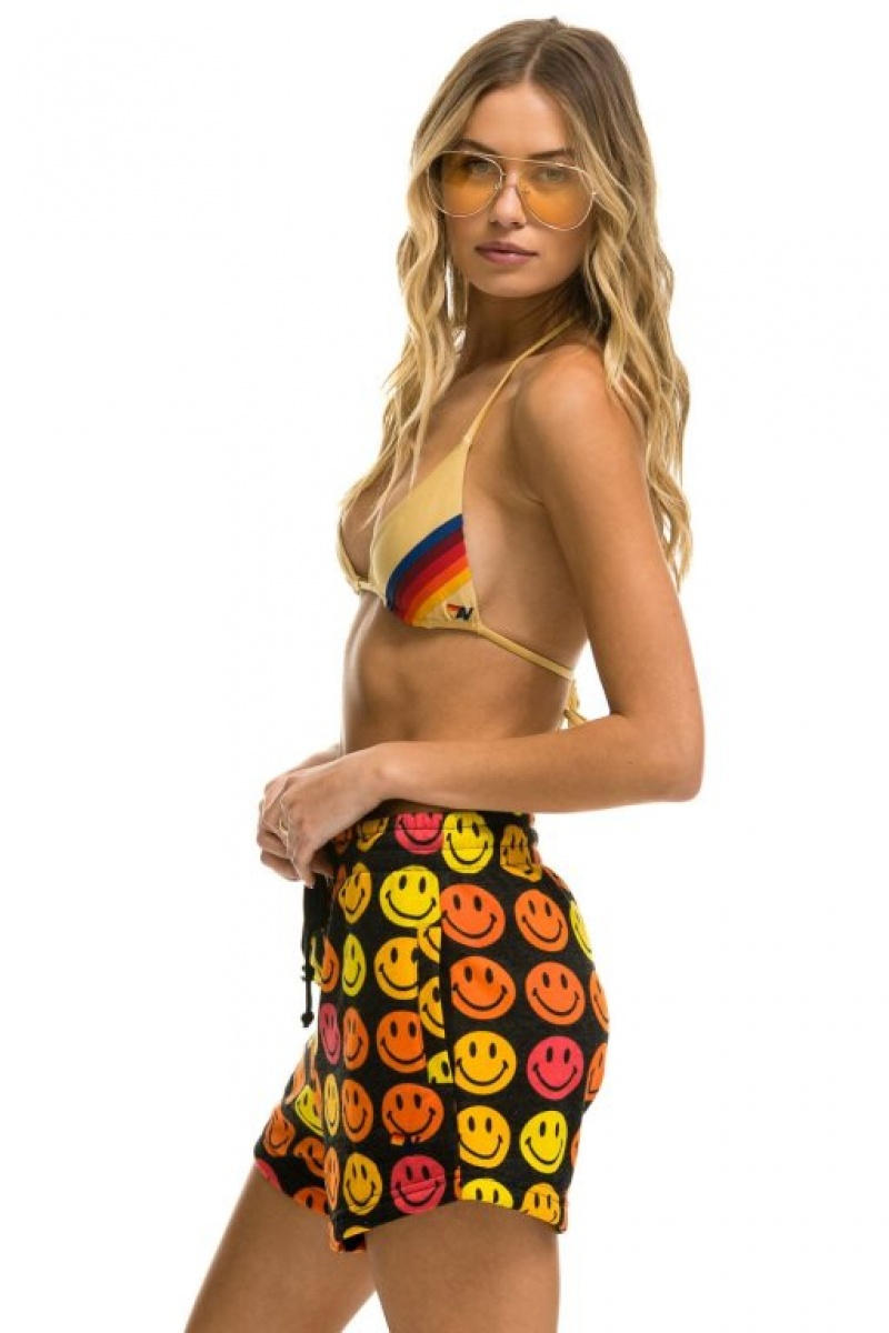 Short Aviator Nation Smiley Bingo Lounger Mujer Black | 43ICZVELH