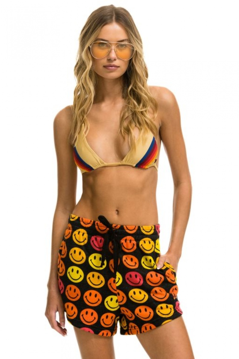Short Aviator Nation Smiley Bingo Lounger Mujer Black | 43ICZVELH