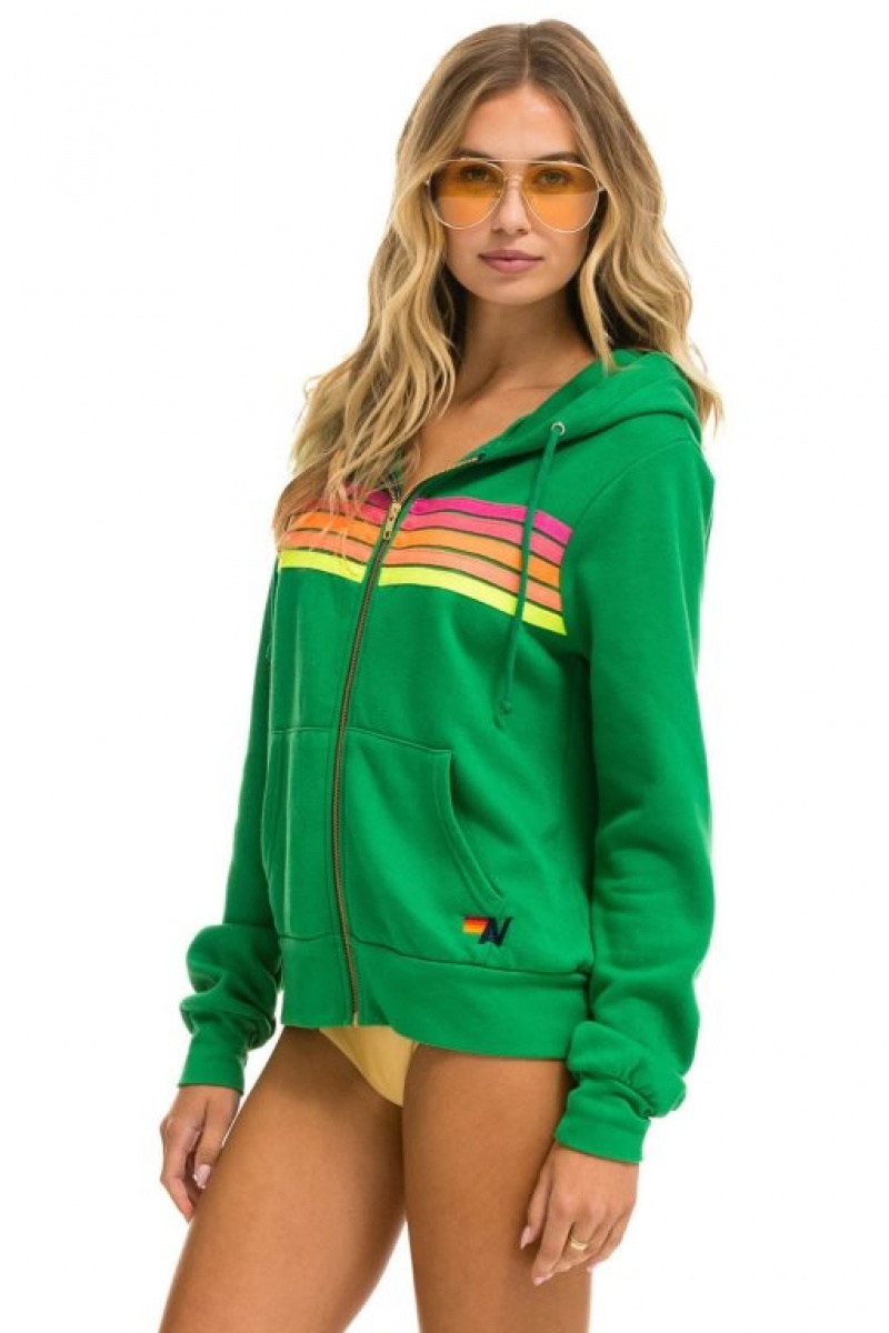 Sudadera con Capucha Aviator Nation 5 Stripe Mujer Green / Pink / Yellow | 04MULSBND