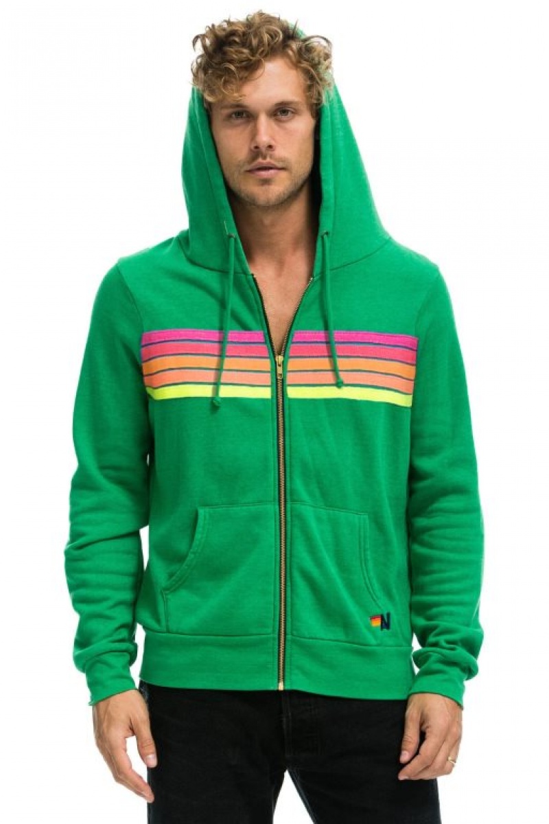 Sudadera con Capucha Aviator Nation 5 Stripe Mujer Green / Pink / Yellow | 04MULSBND