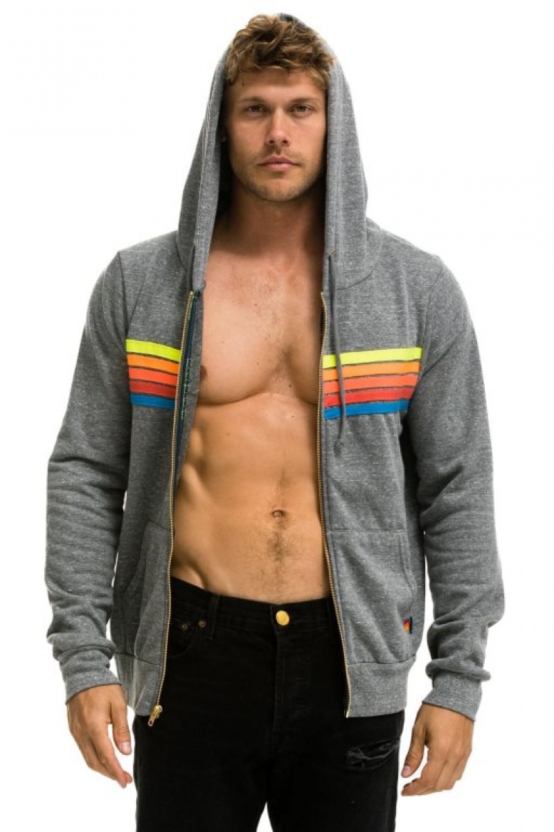 Sudadera con Capucha Aviator Nation 5 Stripe Mujer Grey / Multicolor | 04PTUQXCR