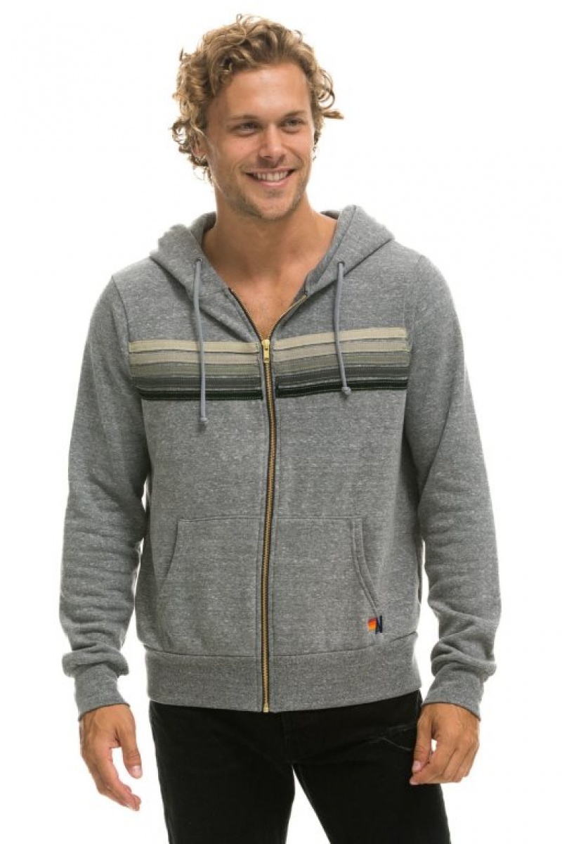 Sudadera con Capucha Aviator Nation 5 Stripe Mujer Grey / Grey | 04TSXYIVA