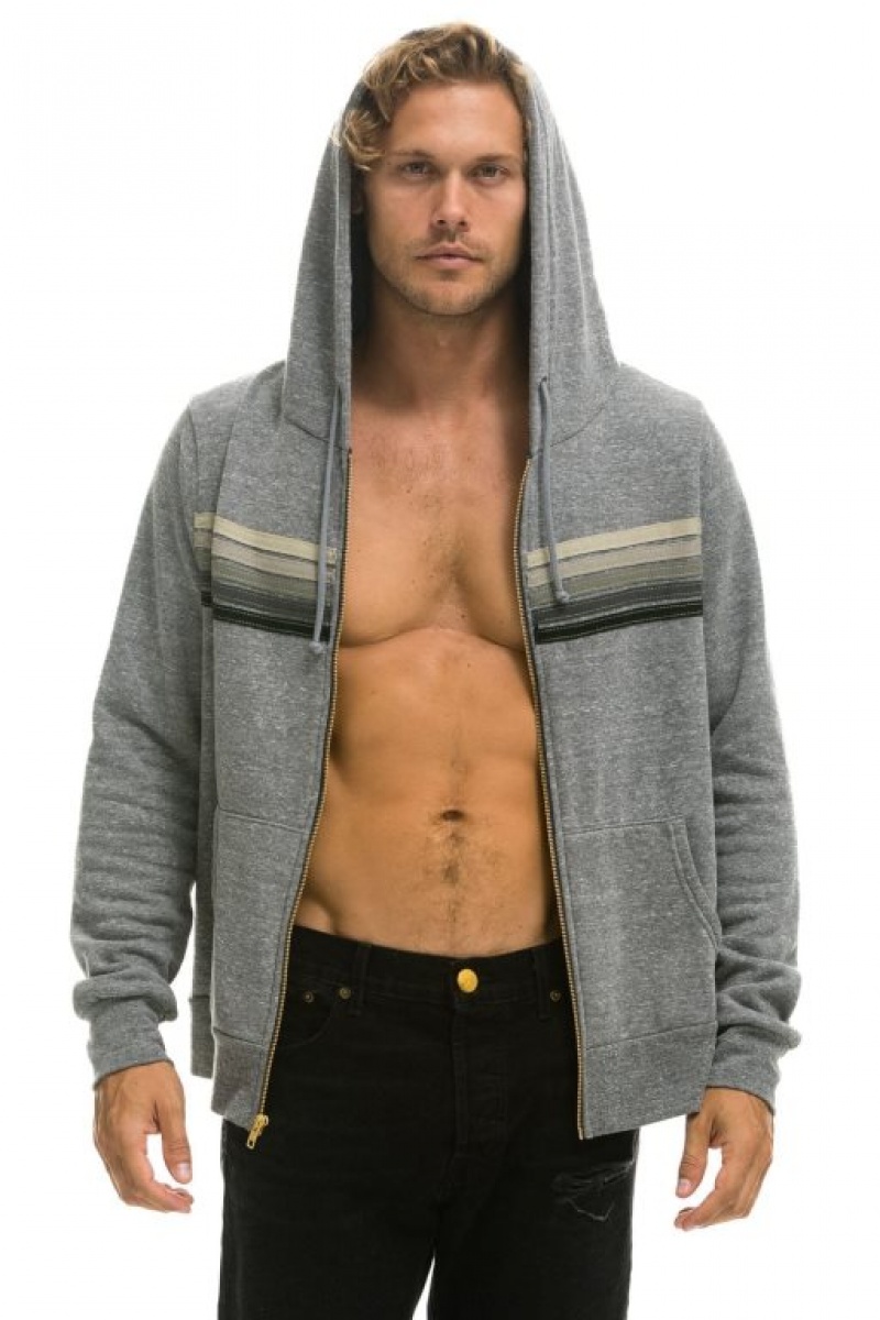Sudadera con Capucha Aviator Nation 5 Stripe Mujer Grey / Grey | 04TSXYIVA