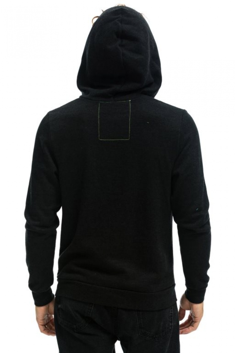 Sudadera con Capucha Aviator Nation 5 Stripe Mujer Black / Pink Purple | 04YBJZFHX