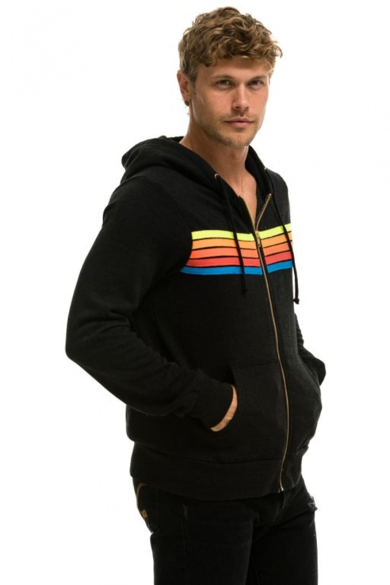 Sudadera con Capucha Aviator Nation 5 Stripe Mujer Black / Multicolor | 04YTOEBUI