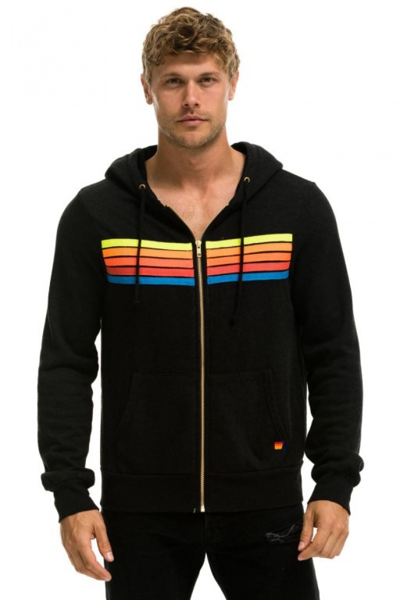 Sudadera con Capucha Aviator Nation 5 Stripe Mujer Black / Multicolor | 04YTOEBUI