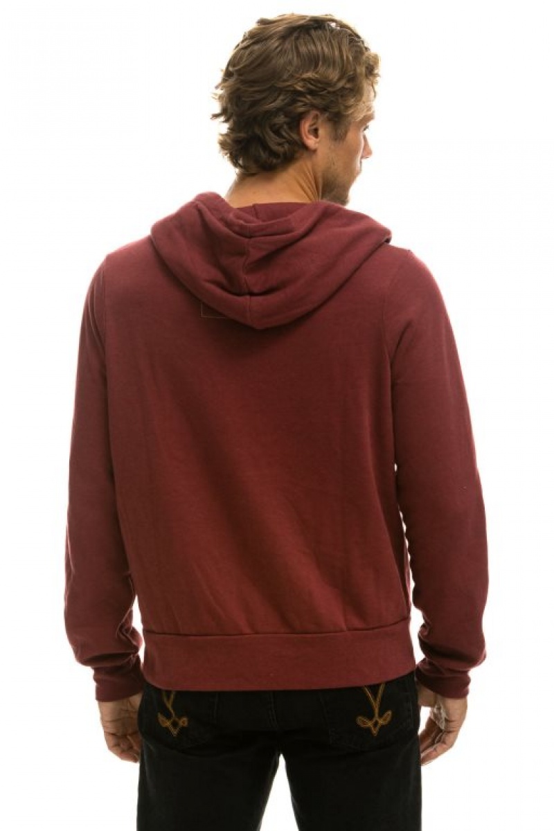 Sudadera con Capucha Aviator Nation 5 Stripe Hombre Claret | 59YUHISBV