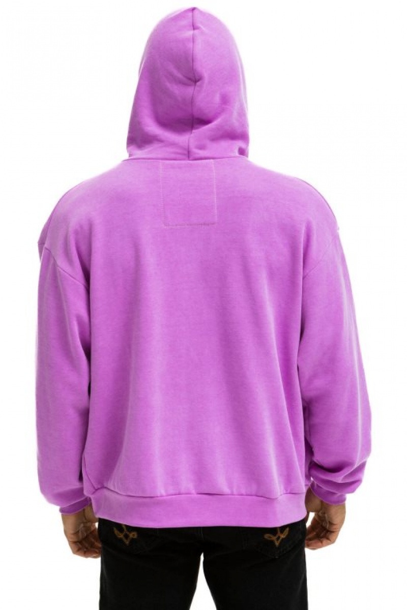 Sudadera con Capucha Aviator Nation 5 Stripe Relaxed Zip Hombre Purple / Multicolor | 62HKYBUGV
