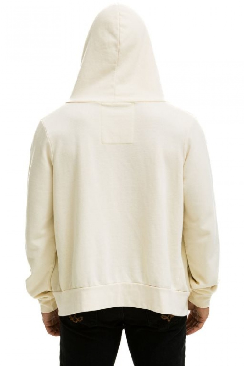Sudadera con Capucha Aviator Nation 5 Stripe Hombre White / Grey | 62IRKMHAD