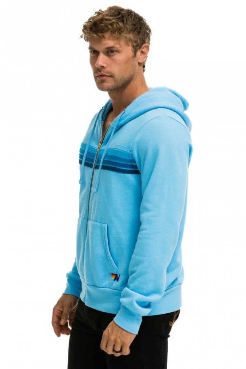 Sudadera con Capucha Aviator Nation 5 Stripe Hombre Blue / Blue | 62KLZYEAJ