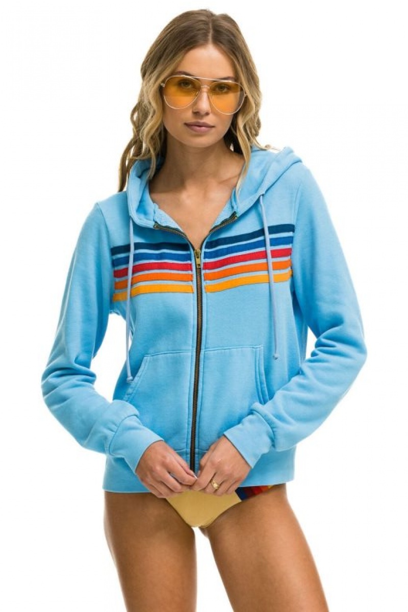 Sudadera con Capucha Aviator Nation 5 Stripe Hombre Blue | 62LDUNWAX