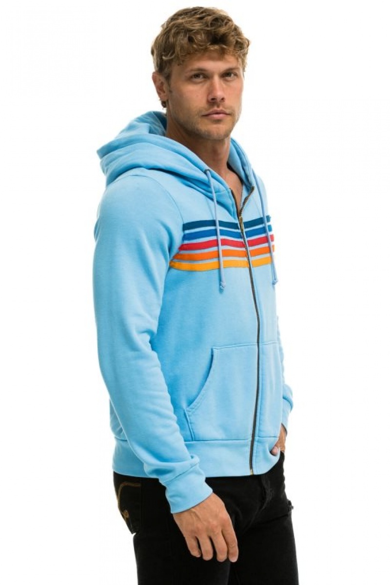 Sudadera con Capucha Aviator Nation 5 Stripe Hombre Blue | 62LDUNWAX