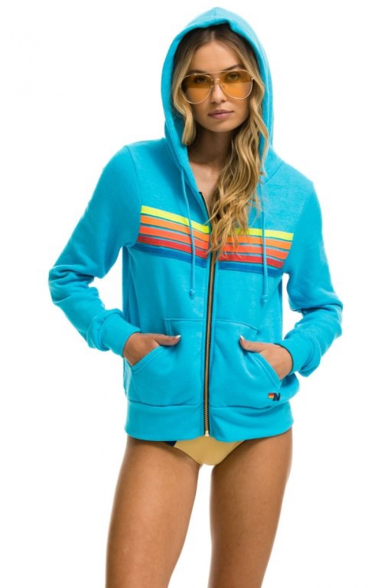 Sudadera con Capucha Aviator Nation 5 Stripe Hombre Blue / Multicolor | 62PHJIANF