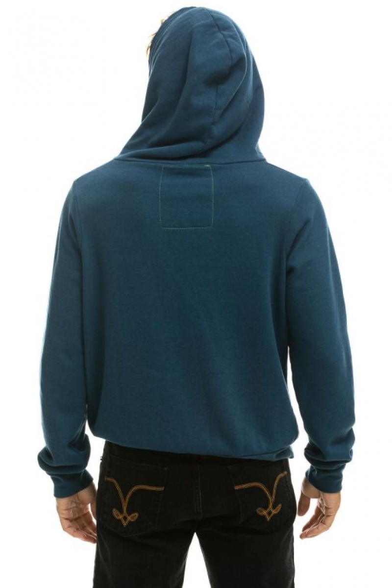 Sudadera con Capucha Aviator Nation 5 Stripe Hombre Deep Ocean 2 | 62WPNMCAV