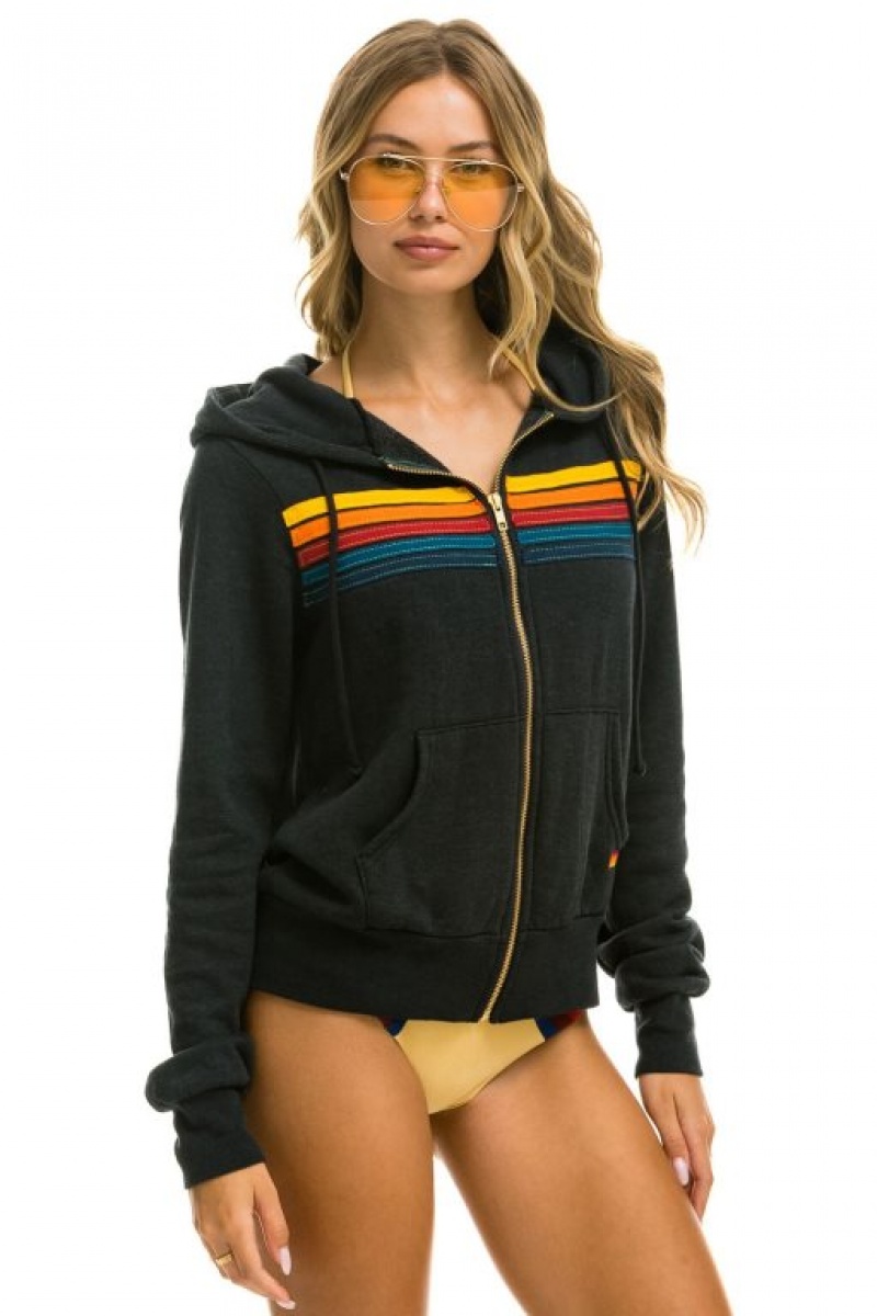 Sudadera con Capucha Aviator Nation 5 Stripe Hombre Grey | 62YEMHUPS