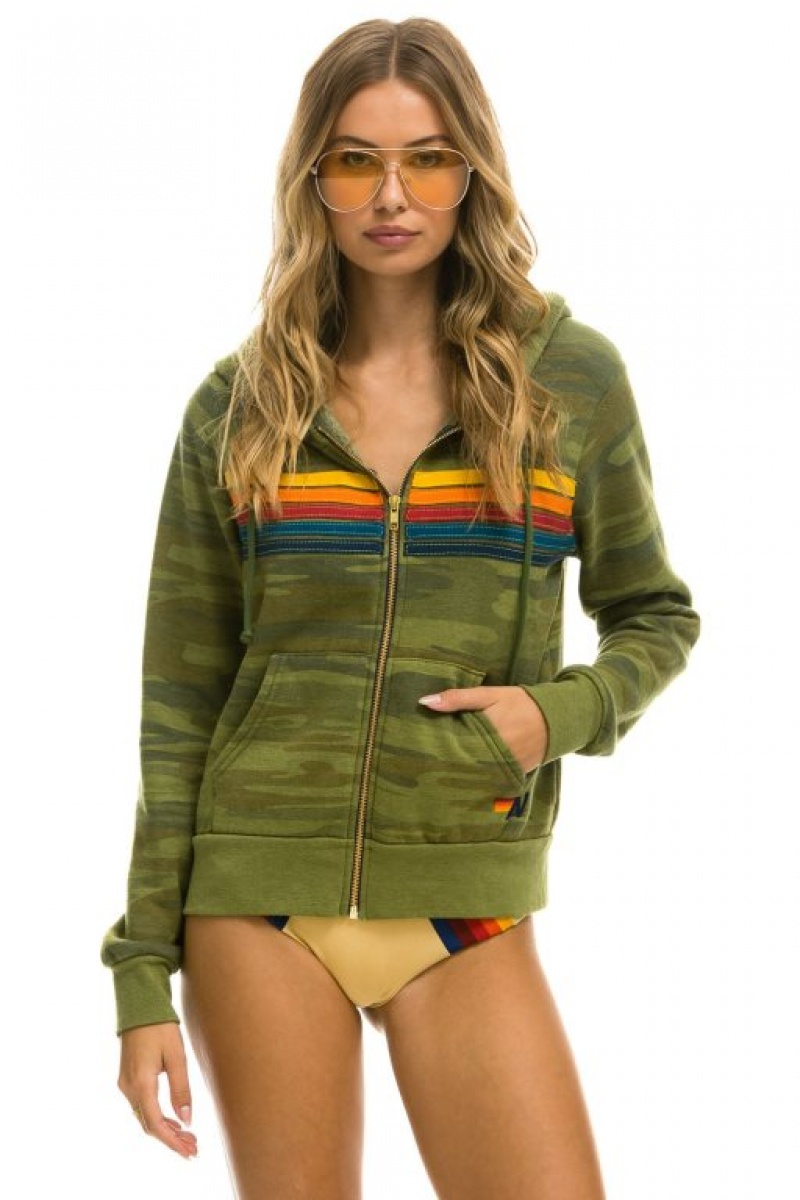 Sudadera con Capucha Aviator Nation 5 Stripe Hombre Camo | 62YPNKJBC