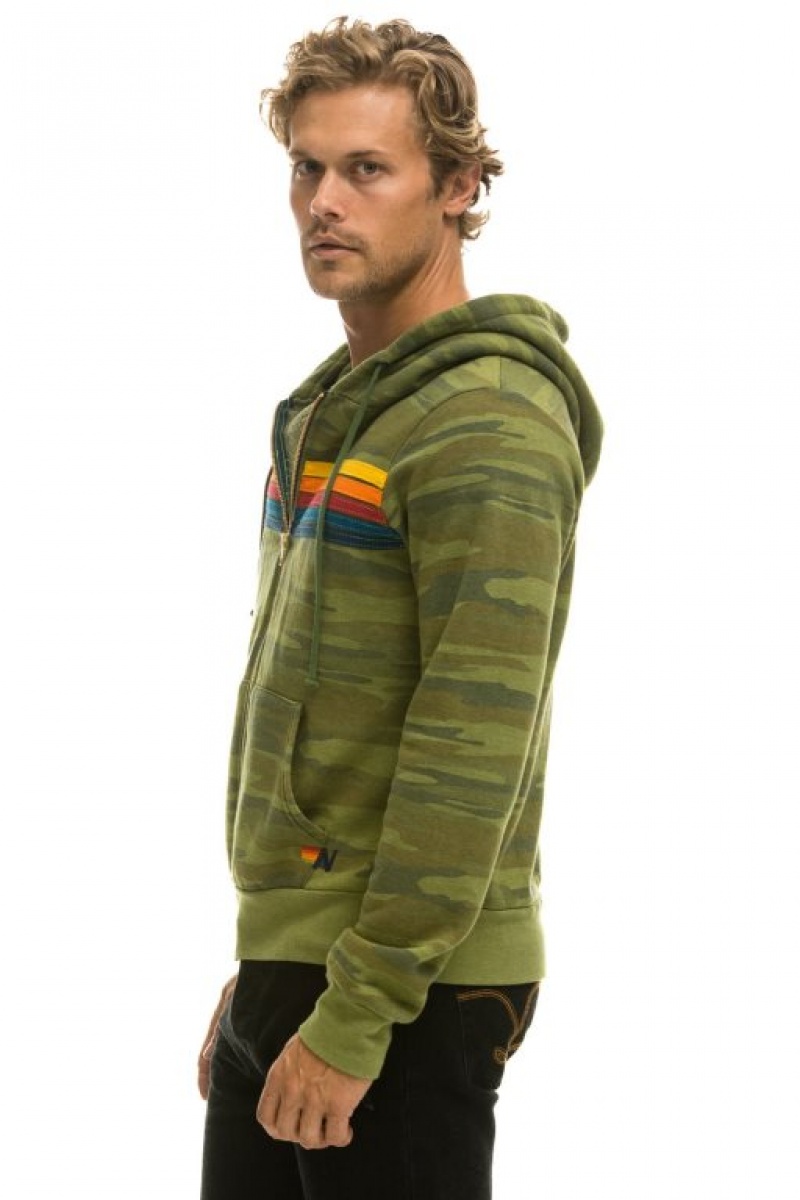 Sudadera con Capucha Aviator Nation 5 Stripe Hombre Camo | 62YPNKJBC