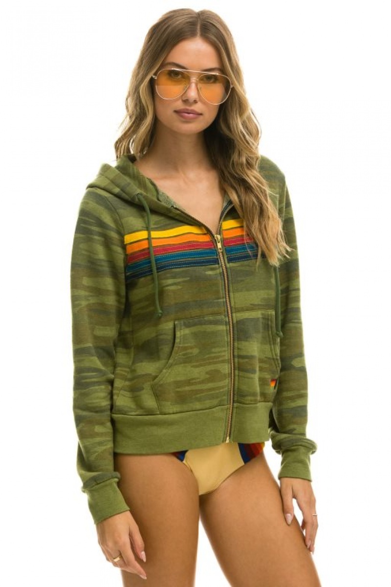 Sudadera con Capucha Aviator Nation 5 Stripe Hombre Camo | 62YPNKJBC