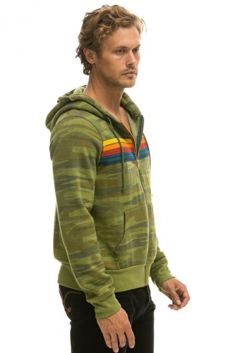 Sudadera con Capucha Aviator Nation 5 Stripe Hombre Camo | 62YPNKJBC