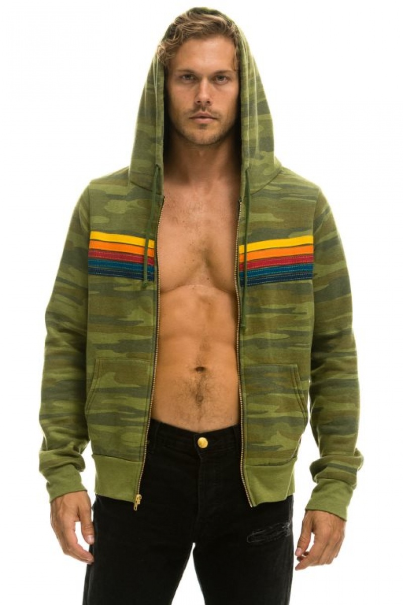 Sudadera con Capucha Aviator Nation 5 Stripe Hombre Camo | 62YPNKJBC