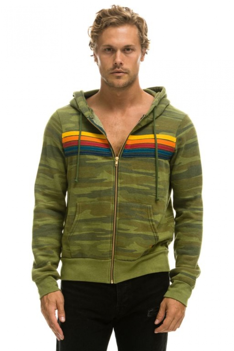 Sudadera con Capucha Aviator Nation 5 Stripe Hombre Camo | 62YPNKJBC