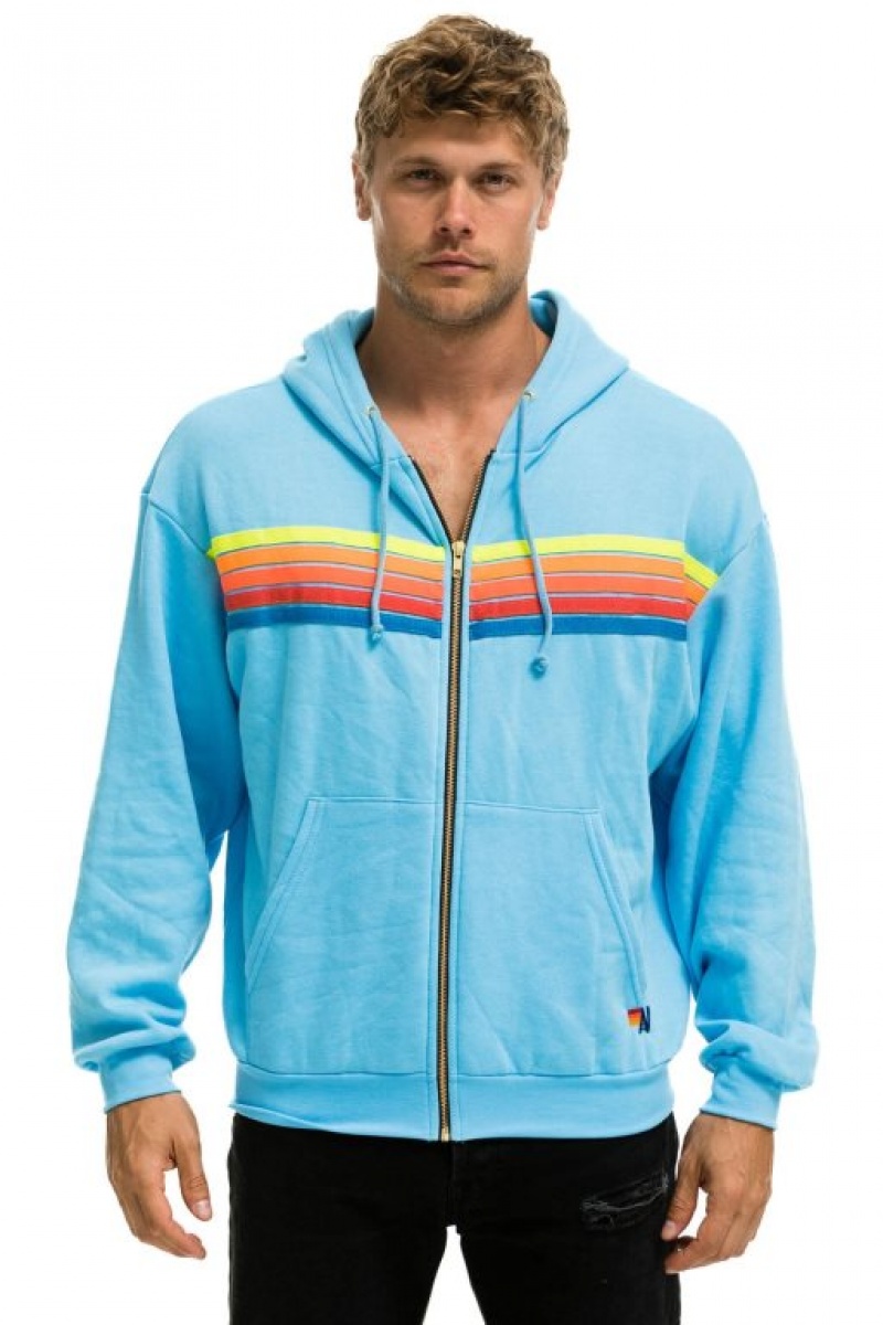 Sudadera con Capucha Aviator Nation 5 Stripe Relaxed Zip Mujer Blue / Multicolor | 03PLBAYMK