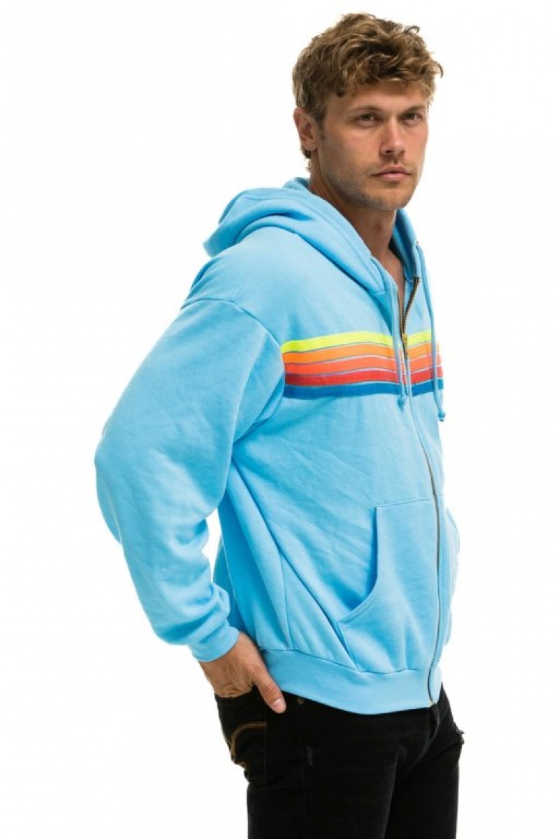 Sudadera con Capucha Aviator Nation 5 Stripe Relaxed Zip Mujer Blue / Multicolor | 03PLBAYMK