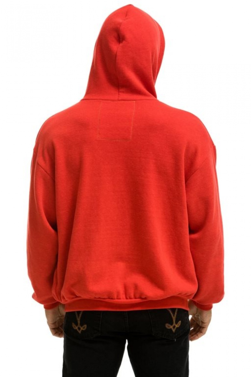 Sudadera con Capucha Aviator Nation 5 Stripe Relaxed Zip Mujer Red / Multicolor | 03QLSGPHD