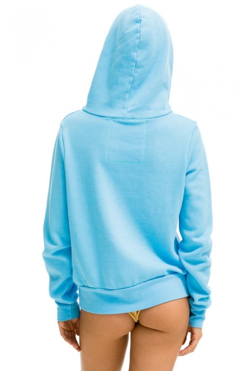 Sudadera con Capucha Aviator Nation 5 Stripe Mujer Blue / Pink Purple | 04BEDXAYF