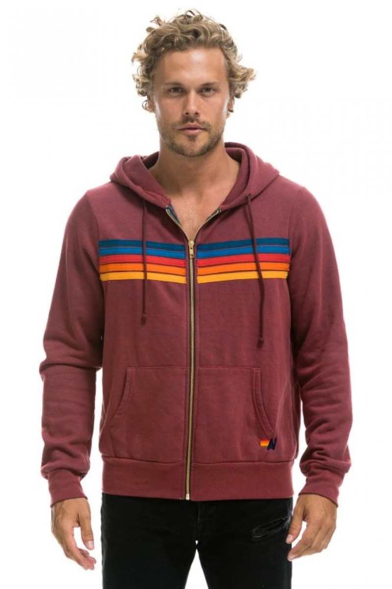 Sudadera con Capucha Aviator Nation 5 Stripe Mujer Purple | 04DKUFIPR