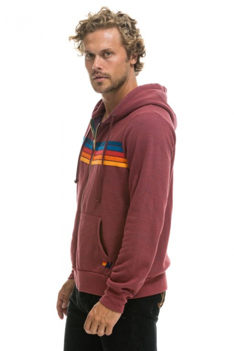 Sudadera con Capucha Aviator Nation 5 Stripe Mujer Purple | 04DKUFIPR