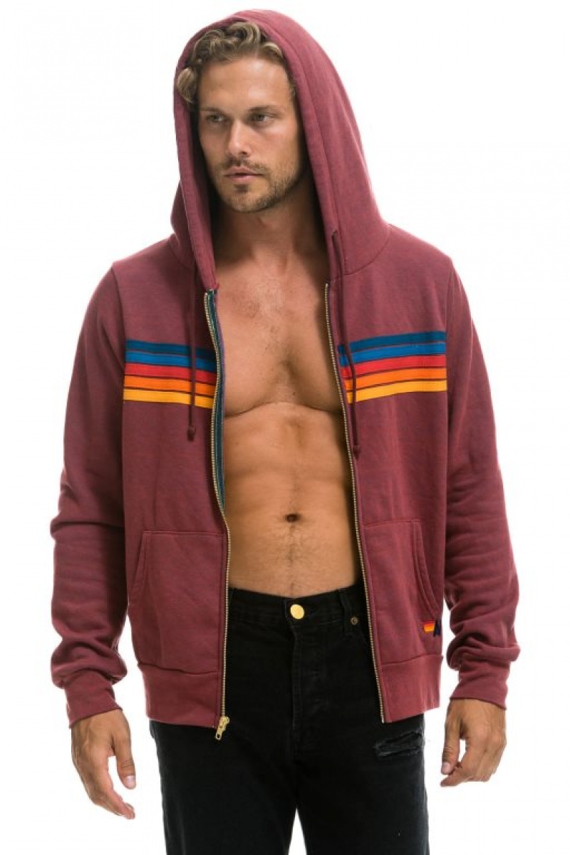 Sudadera con Capucha Aviator Nation 5 Stripe Mujer Purple | 04DKUFIPR