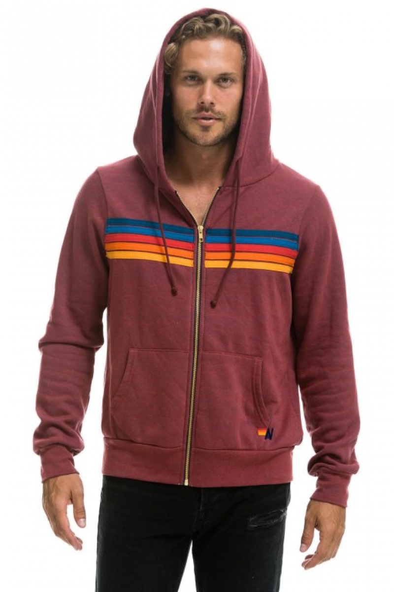 Sudadera con Capucha Aviator Nation 5 Stripe Mujer Purple | 04DKUFIPR