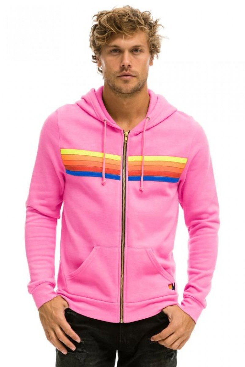 Sudadera con Capucha Aviator Nation 5 Stripe Mujer Pink / Multicolor | 04GSHFQPK