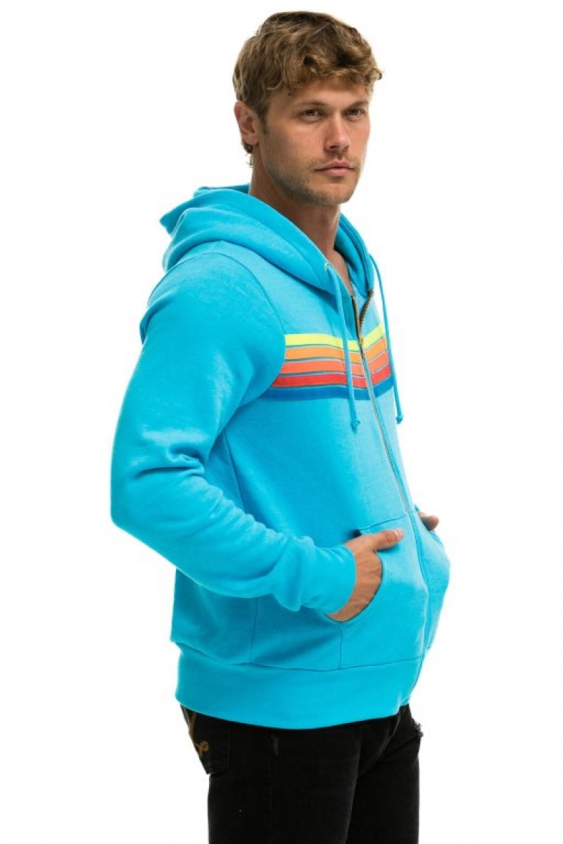 Sudadera con Capucha Aviator Nation 5 Stripe Mujer Blue / Multicolor | 04KHQCWDV