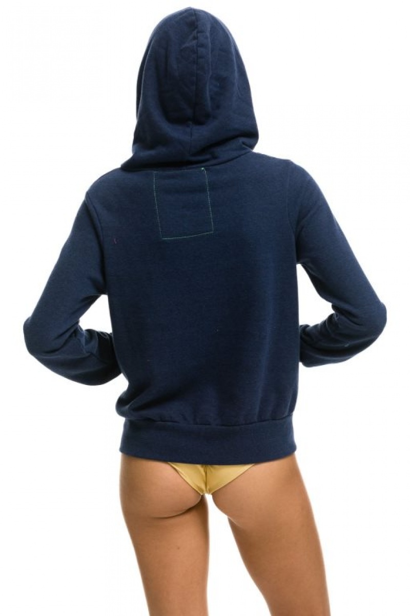 Sudadera con Capucha Aviator Nation 5 Stripe Mujer Navy / Blue | 04LMCRDUQ