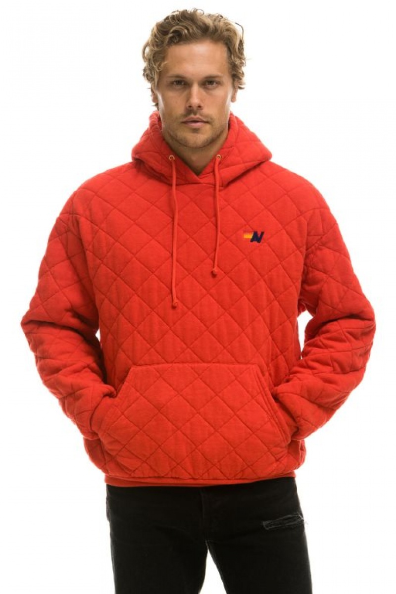 Sudadera con Capucha Aviator Nation Acolchado Relaxed Pullover Mujer Red | 05CBVKRGJ