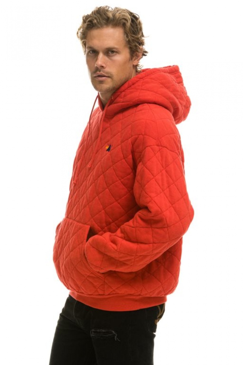 Sudadera con Capucha Aviator Nation Acolchado Relaxed Pullover Mujer Red | 05CBVKRGJ