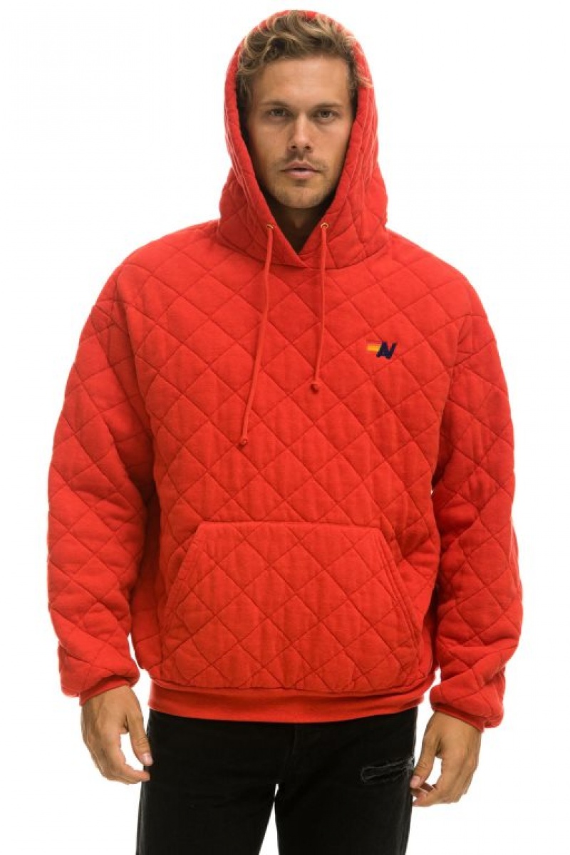 Sudadera con Capucha Aviator Nation Acolchado Relaxed Pullover Mujer Red | 05CBVKRGJ