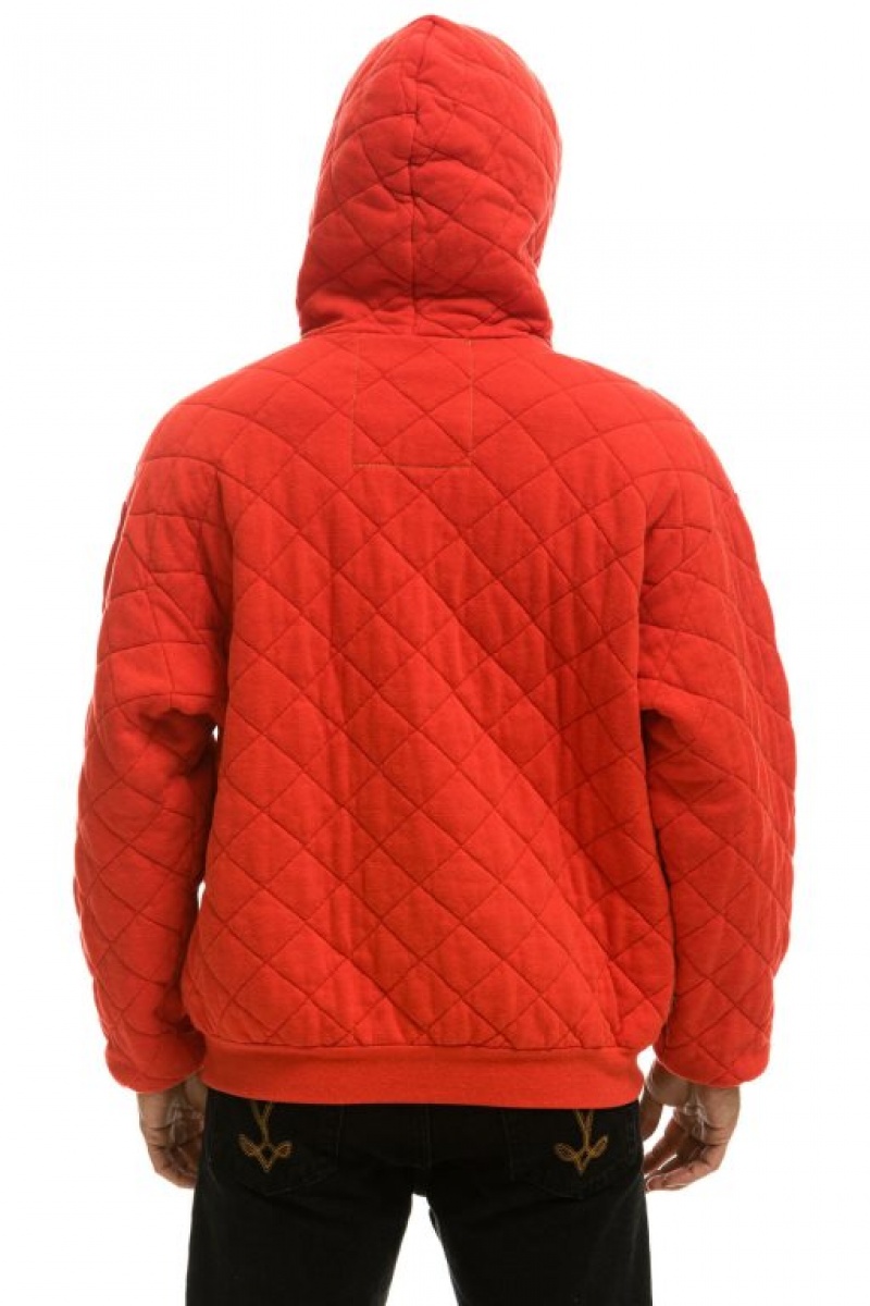 Sudadera con Capucha Aviator Nation Acolchado Relaxed Pullover Mujer Red | 05CBVKRGJ