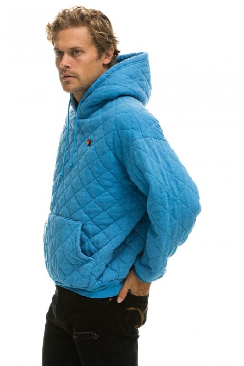 Sudadera con Capucha Aviator Nation Acolchado Relaxed Pullover Mujer Ocean | 05DPCEKTJ