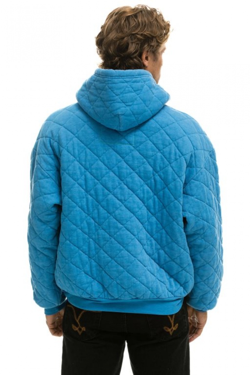 Sudadera con Capucha Aviator Nation Acolchado Relaxed Pullover Mujer Ocean | 05DPCEKTJ