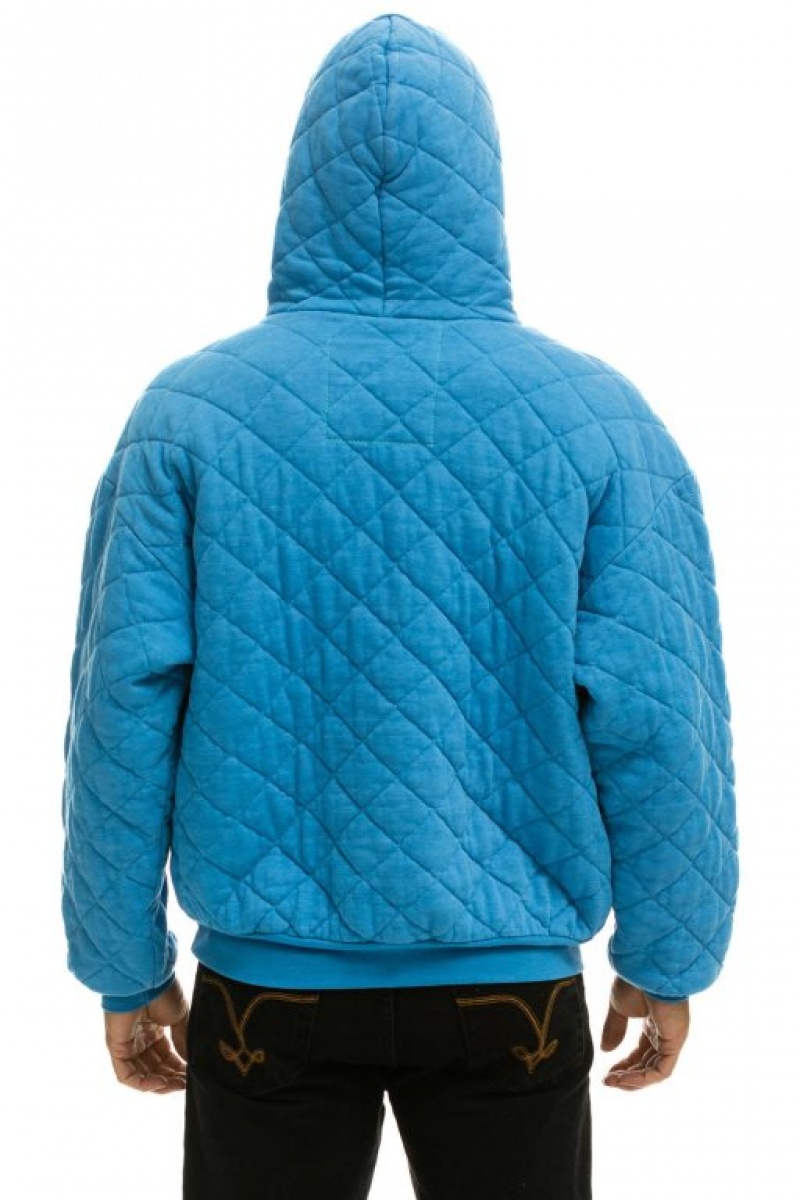 Sudadera con Capucha Aviator Nation Acolchado Relaxed Pullover Mujer Ocean | 05DPCEKTJ